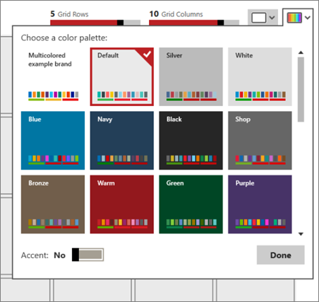 Screenshot of the Choose a color palette dialog.