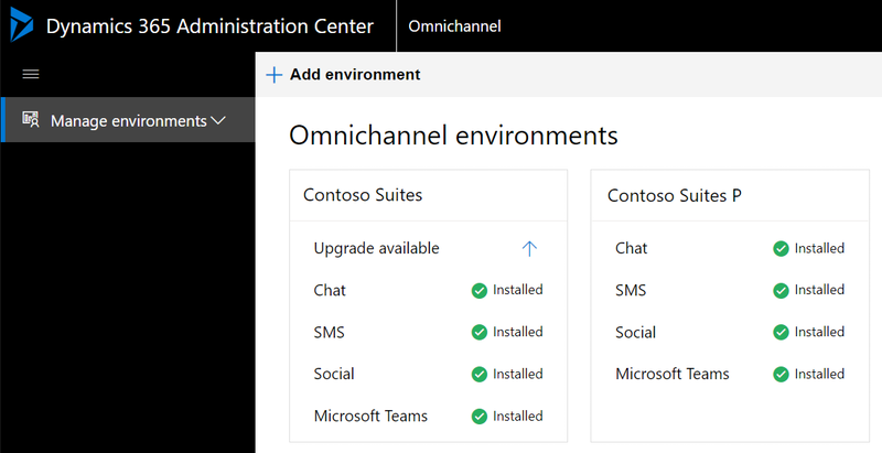 Skärmbild som visar sidan Hantera Omnichannel-miljöer.