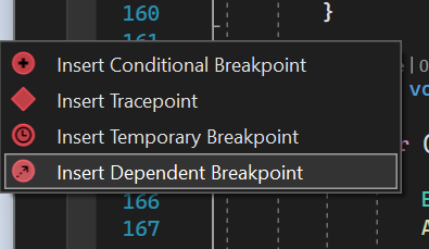 Dependentbreakpoint context