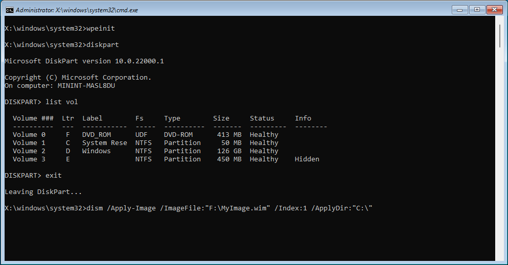 windows pe command-line