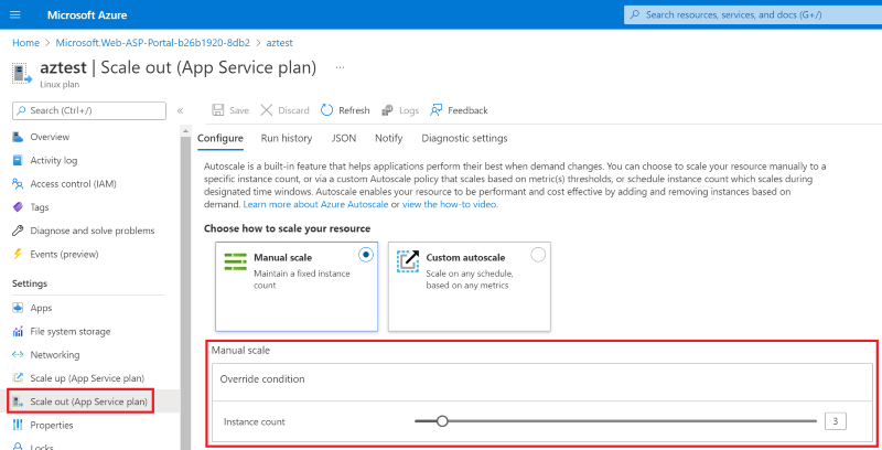 Screenshot of a capacity update using the portal.