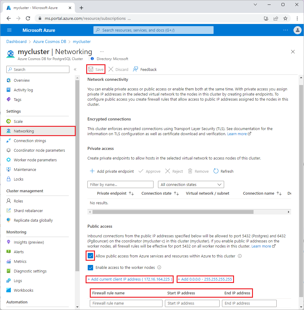 Screenshot of selecting Networking.