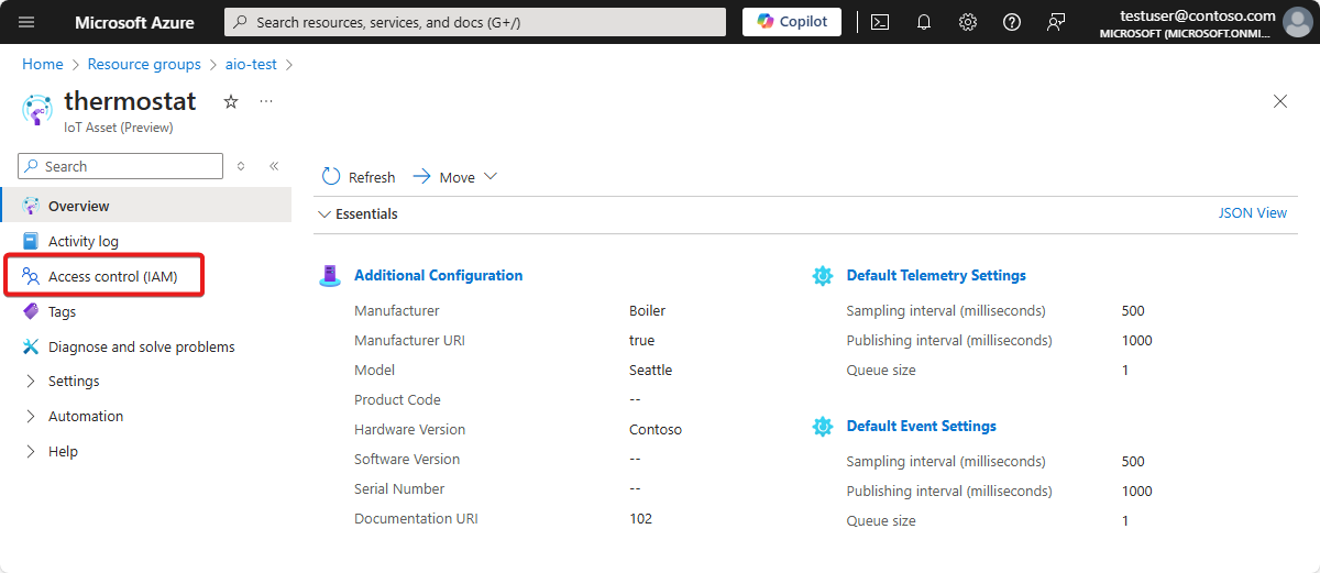 Screenshot of the Azure portal that shows how to access the Azure RBAC configuration settings.