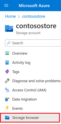 Screenshot of Storage explorer button in the navigation pane.