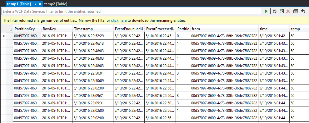 SELECT INTO temp1 table Stream Analytics query