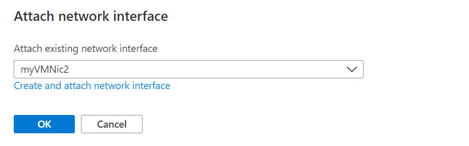 Screenshot of attach network interface.