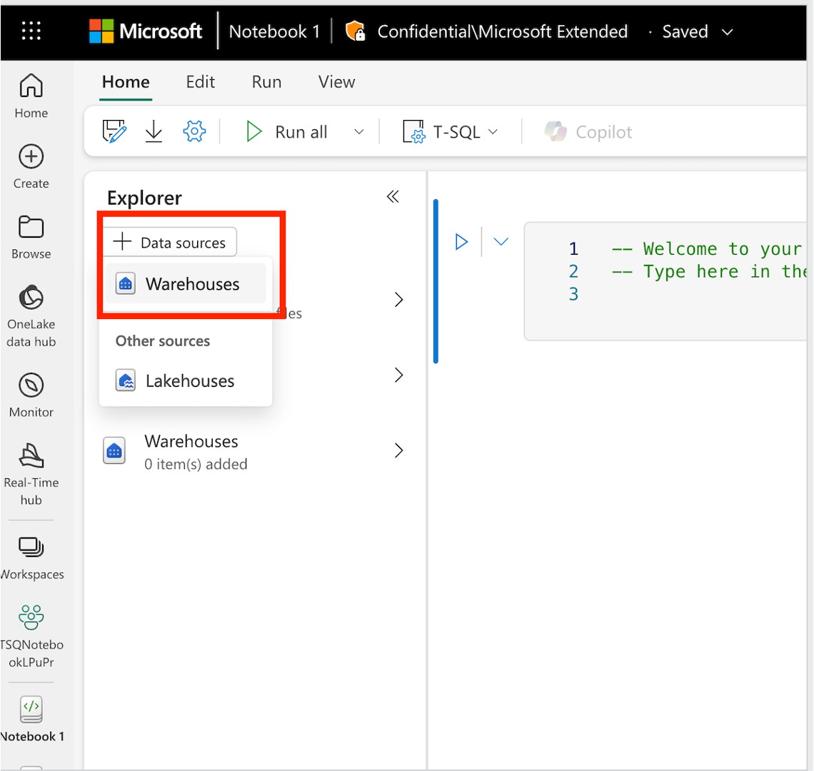 สกรีนช็อตของการเพิ่มคลังข้อมูลหรือจุดสิ้นสุด sql ลงในสมุดบันทึก