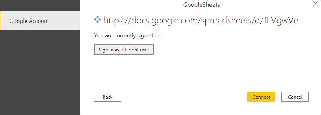 เชื่อมต่อไปยังข้อมูล Google Sheets