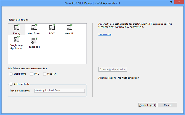 Yeni ASP.NET Projesi