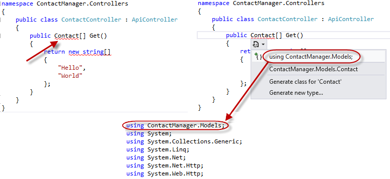 Ad alanı bildirimleri için Intellisense yardımı kullanma