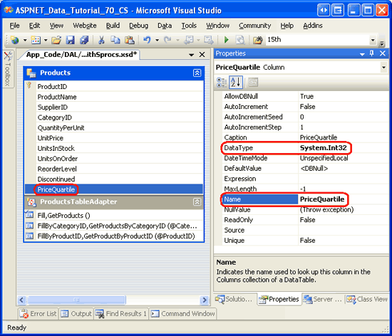 Yeni Sütunun Adını ve DataType Özelliklerini Ayarlama