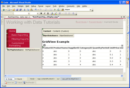 Sayfaya GridView Eklendi ve ObjectDataSource'a Bağlı