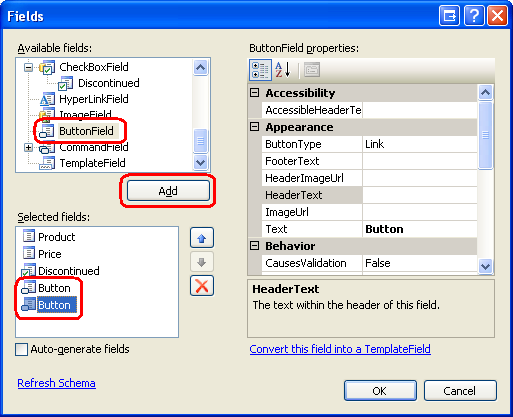 GridView'a İki Düğme Alanı Ekleme