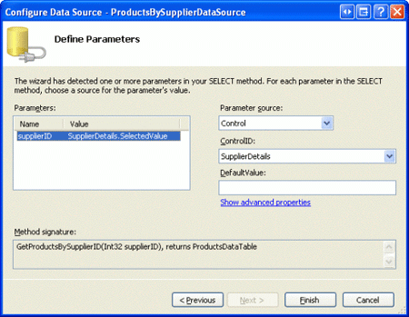 SuppliersDetails DetailsView s SelectedValue Özelliğini Parametre Kaynağı Olarak Kullanma