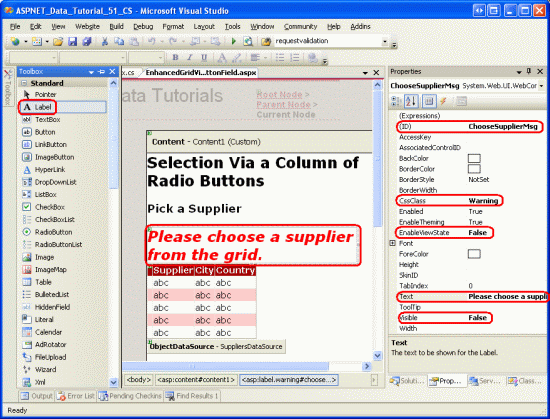 GridView'un Üstüne Etiket Web Denetimi Ekleme