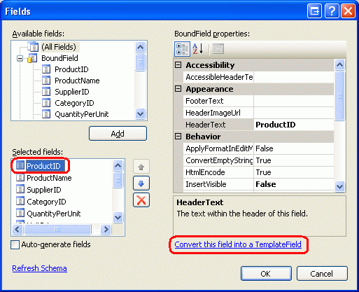 Her Alanı TemplateField'e Dönüştürme