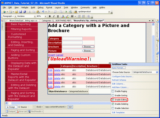 GridView'ı Düzenlemeyi Destekleyecek Şekilde Yapılandırma