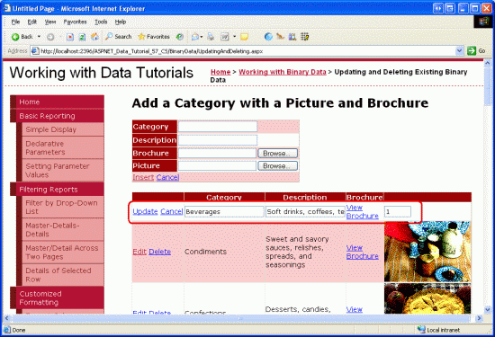 GridView'da BrochurePath için Düzenleme Arabirimi Yok