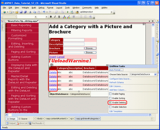 GridView'da Silme Desteğini Etkinleştirme