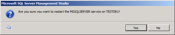 Microsoft SQL Server Management Studio iletişim kutusunda Evet'e tıklayın.