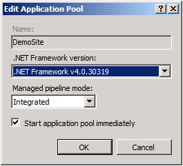 .NET Framework sürüm listesinde .NET Framework v4.0.30319'ı seçin ve tamam'a tıklayın.