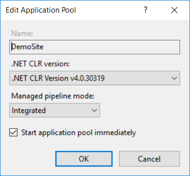 .NET CLR sürüm listesinde .NET CLR v4.0.30319'ı seçin ve ardından Tamam'a tıklayın.