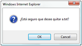 O K'ye tıklamak için İspanyolca dil istemi içeren bir Windows Internet Explorer iletişim kutusunu gösteren ekran görüntüsü.