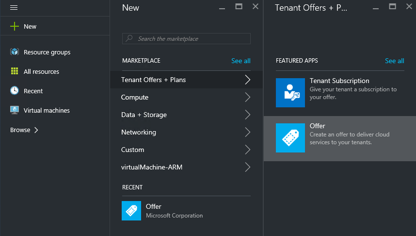 Azure Stack Hub kullanıcı portalında yeni teklif oluşturma