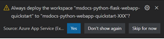 VS Code'da çalışma alanınızı derleme komutlarını çalıştıracak şekilde güncelleştirmek isteyip istemediğinizi soran bir iletişim kutusunun ekran görüntüsü.