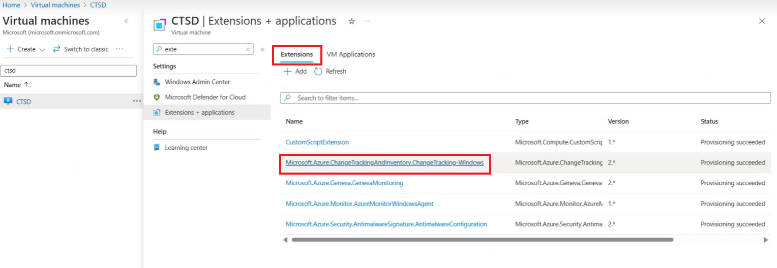 DCR ile zaten ilişkilendirilmemiş bir VM'nin uzantısını seçme ekran görüntüsü.