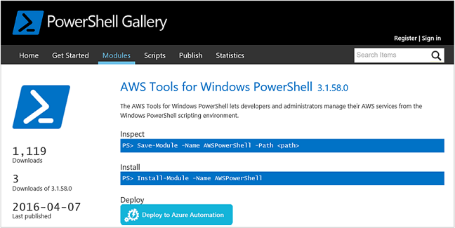 AWS PS Modülü İçeri Aktarma