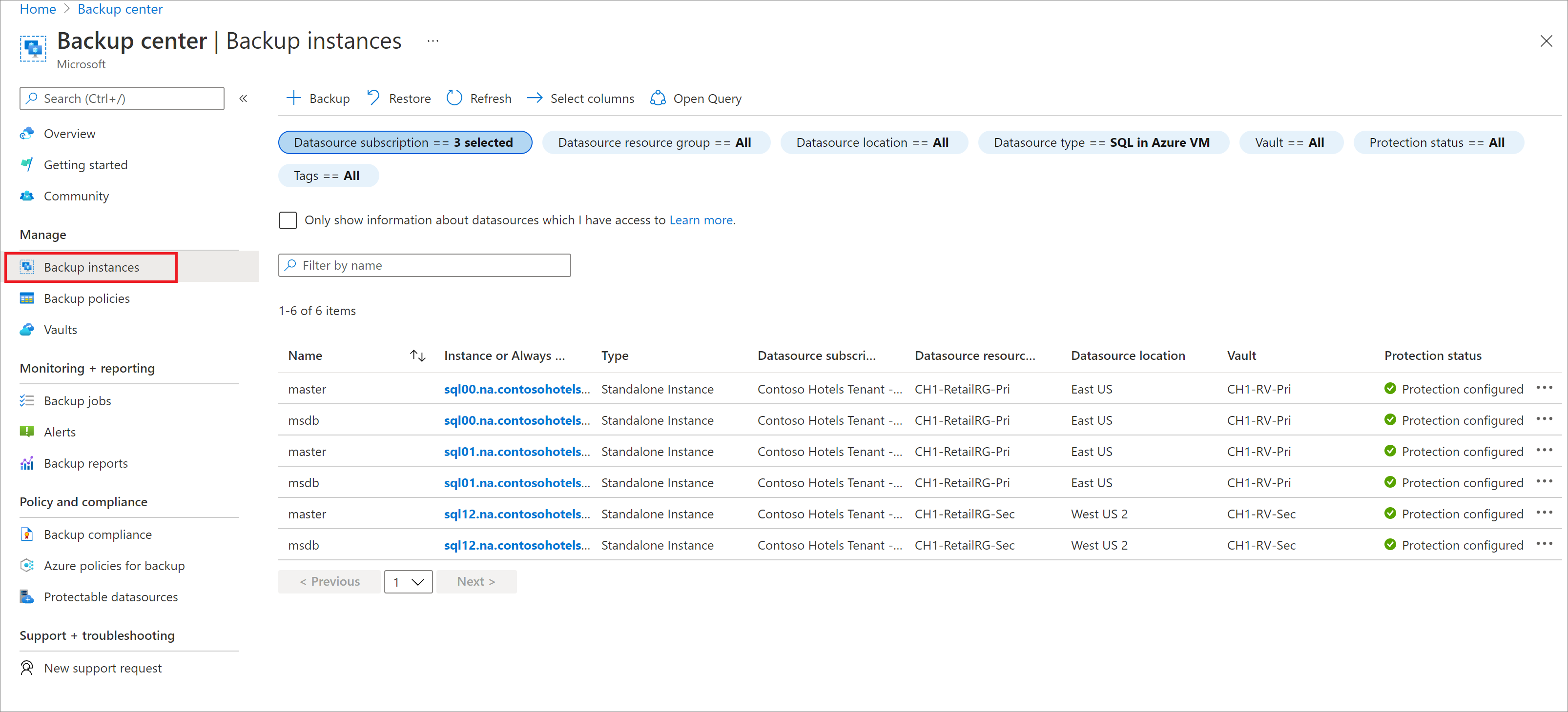 Azure VM'de SQL'i seçmeyi gösteren ekran görüntüsü.