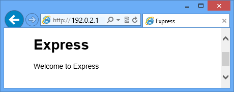 Express'e hoş geldiniz içeren bir web sayfası.