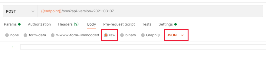 İstek gövdesini ham ve JSON olarak ayarlama