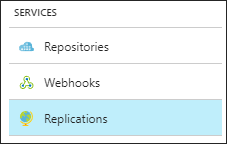 Azure portalı kapsayıcı kayıt defteri kullanıcı arabirimindeki Çoğaltmalar