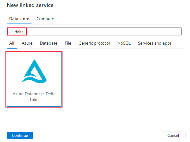 Azure Databricks Delta Lake bağlayıcısının ekran görüntüsü.