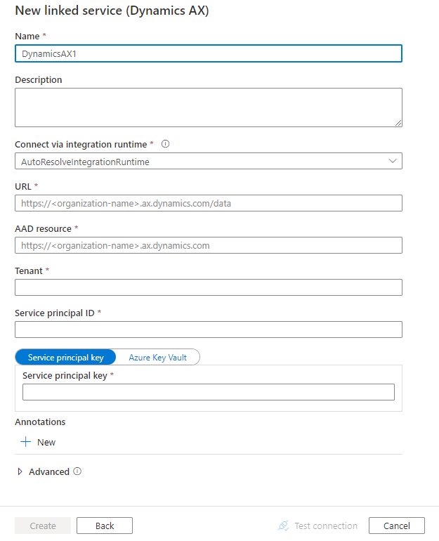 Dynamics AX'e bağlı bir hizmet yapılandırın.