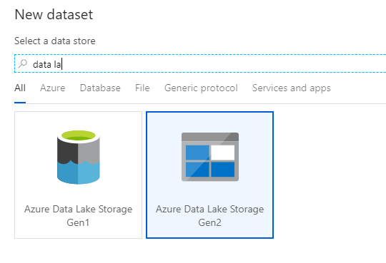 ADLS 2. Nesil'de yeni veri oluşturma işleminin Azure portalının ekran görüntüsü.