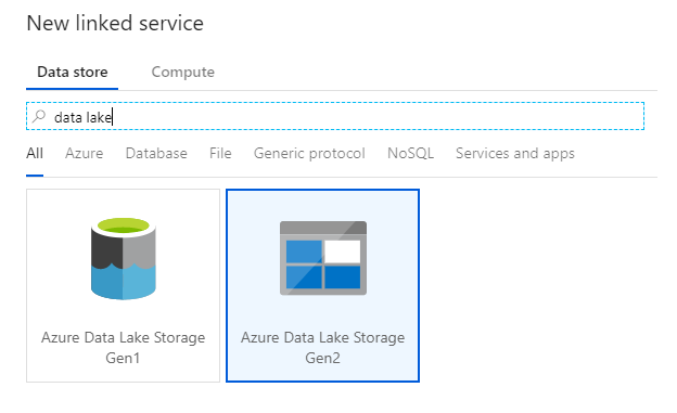 Azure portalında yeni bir ADLS 2. Nesil bağlı hizmeti oluşturma işleminin ekran görüntüsü.