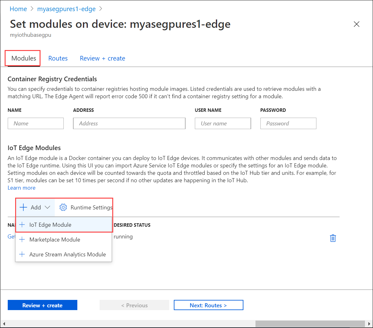 IoT Edge modülünü seçin