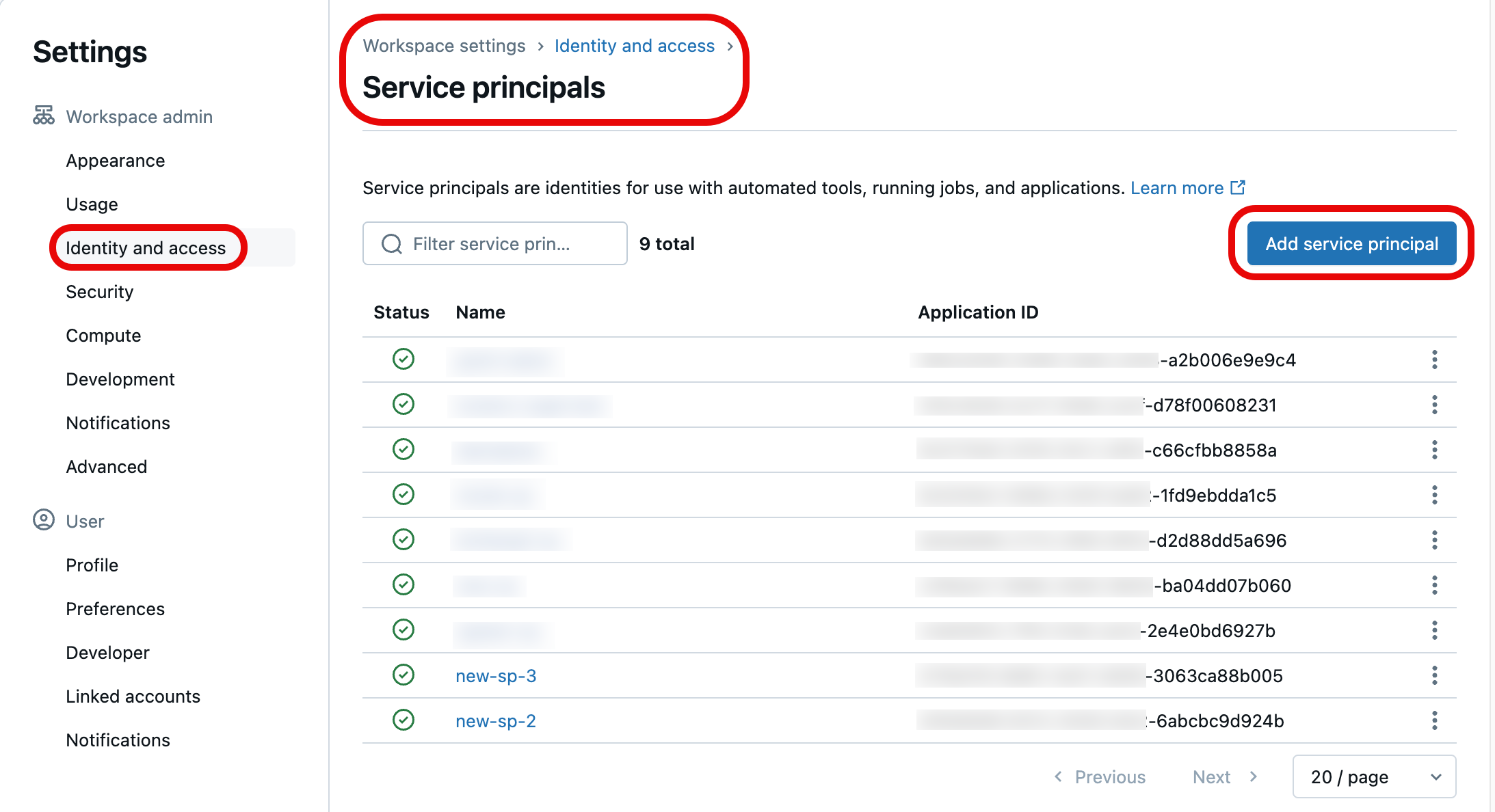 Databricks hesap konsolu aracılığıyla hizmet ilkesi oluşturma veya ekleme