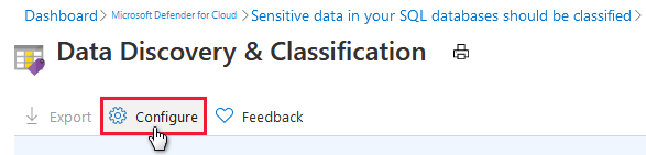 Bulut için Microsoft Defender ilgili öneriden SQL bilgi koruma ilkesini açma