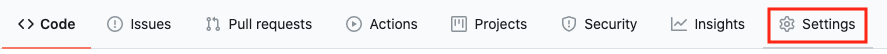 Select settings tab in GitHub repository.
