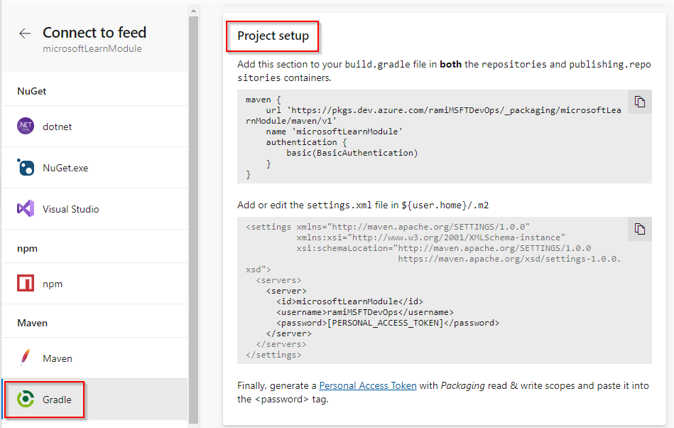 Gradle projeleriyle bir akışa bağlanmayı gösteren ekran görüntüsü.