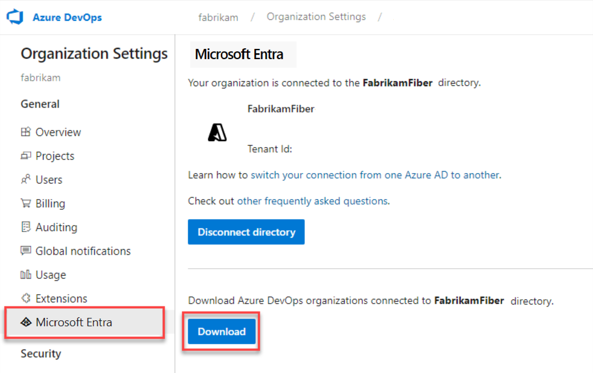 Microsoft Entra Id ve ardından İndir'i seçin