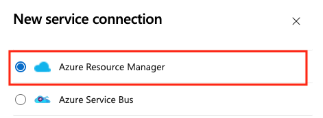 Azure Resource Manager seçimini gösteren ekran görüntüsü.