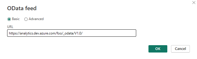 OData Akışı URL'sini girin öğesinin ekran görüntüsü.