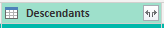 Power BI Descendants sütununun ekran görüntüsü. 