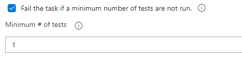 En az sayıda test çalıştırılmıyorsa görevi başarısız yap seçeneğini gösteren ekran görüntüsü.