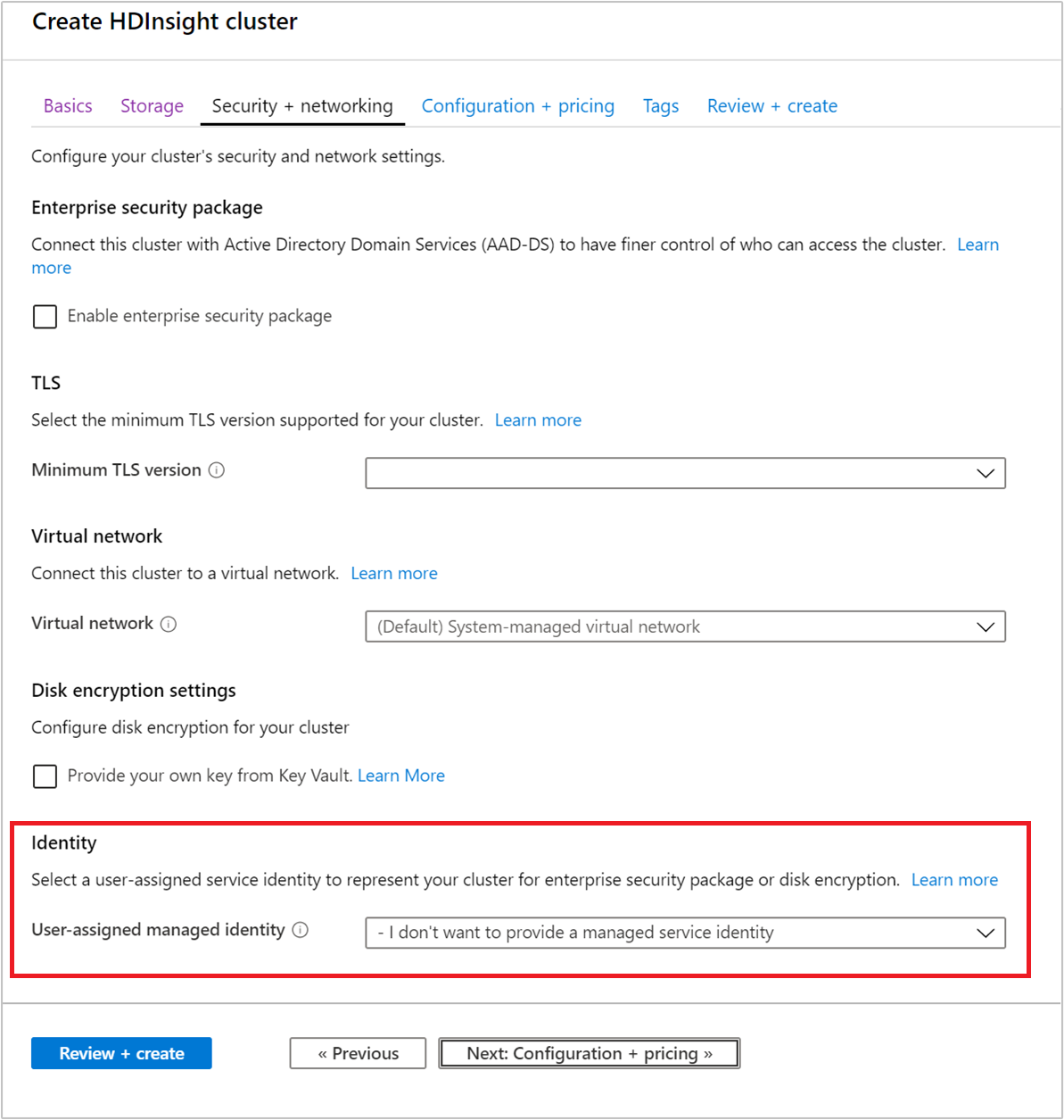 Azure HDInsight ESP Active Directory Etki Alanı Services yönetilen kimliği.